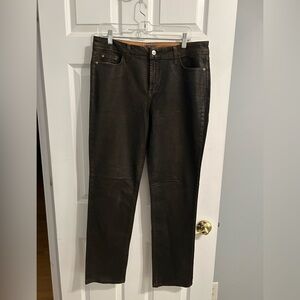 NYDJ Brown Coated Straight-Leg Jeans